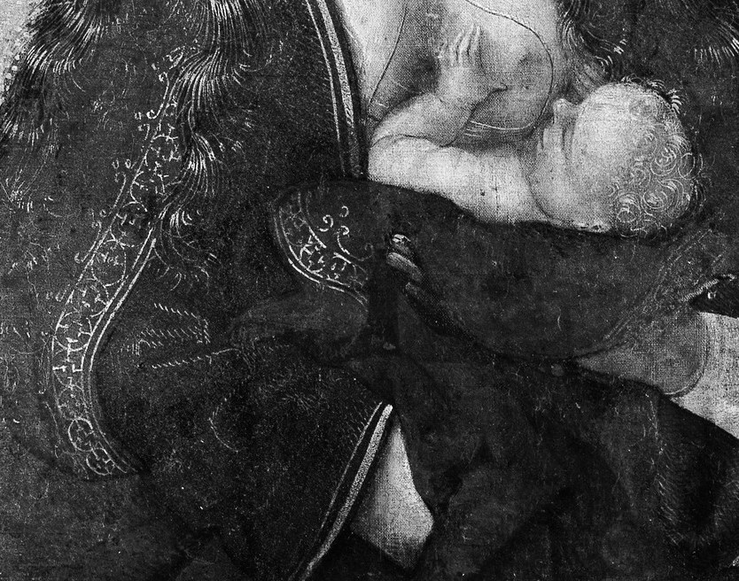 It also shows Mary as an intercessor through her body.