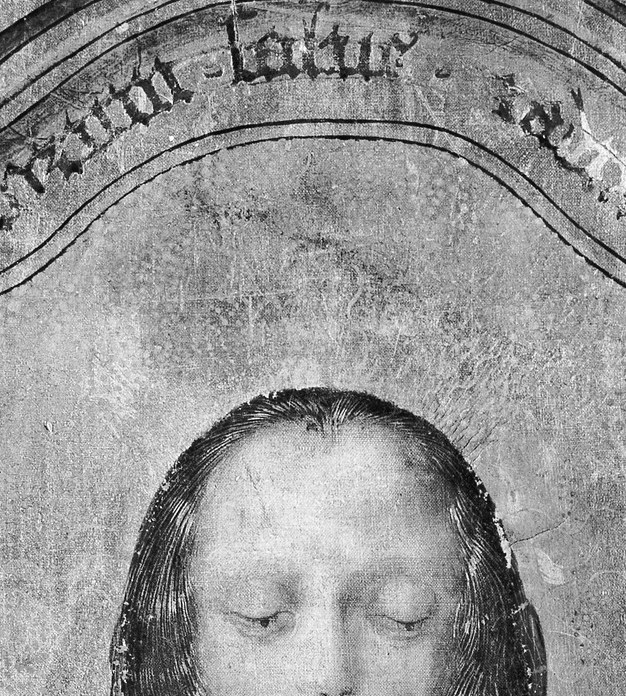 Her calm face anchors this theological purpose.