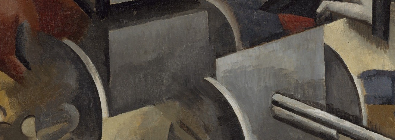A Cubist chaos of steel and muscle, painted before the guns turned real.