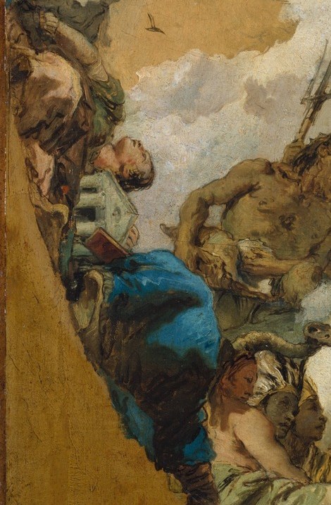 Other figures celebrate, while some seem to fall away.