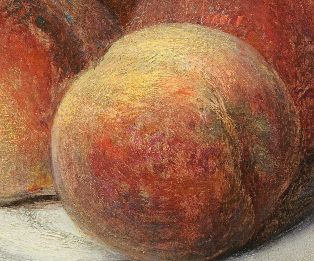 He also painted intimate still lifes, like these peaches.