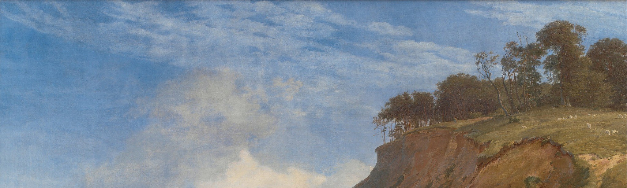 The sky occupies nearly a third of the canvas; the warm-lit clouds building toward the centre show the painter's study of atmosphere and give the scene its sense of weather and movement.
