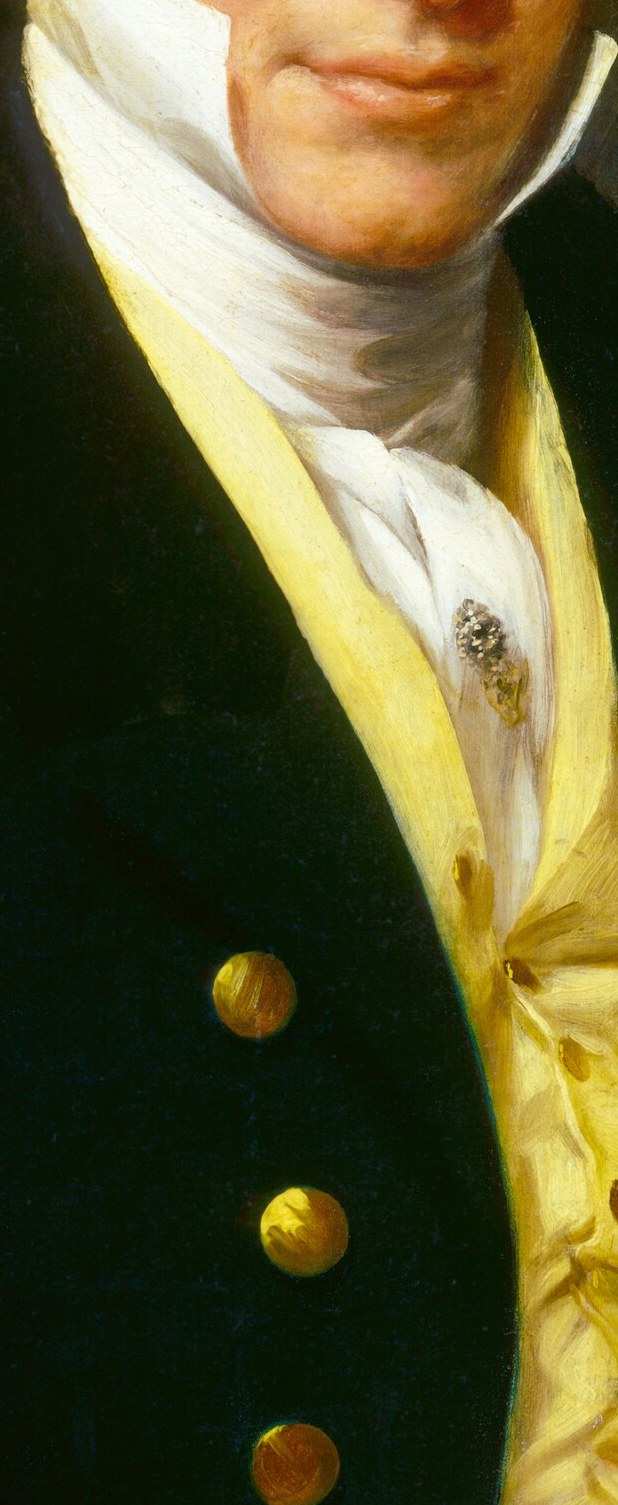 Gilded brass buttons also proclaimed the sitter's wealth.