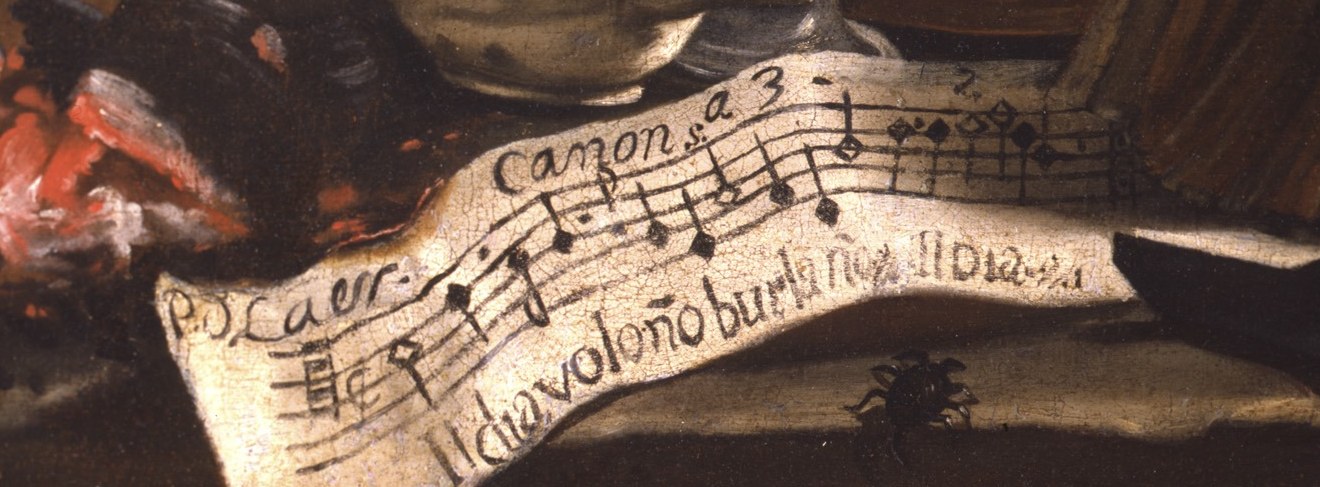 The song sheet shows a mathematical canon.