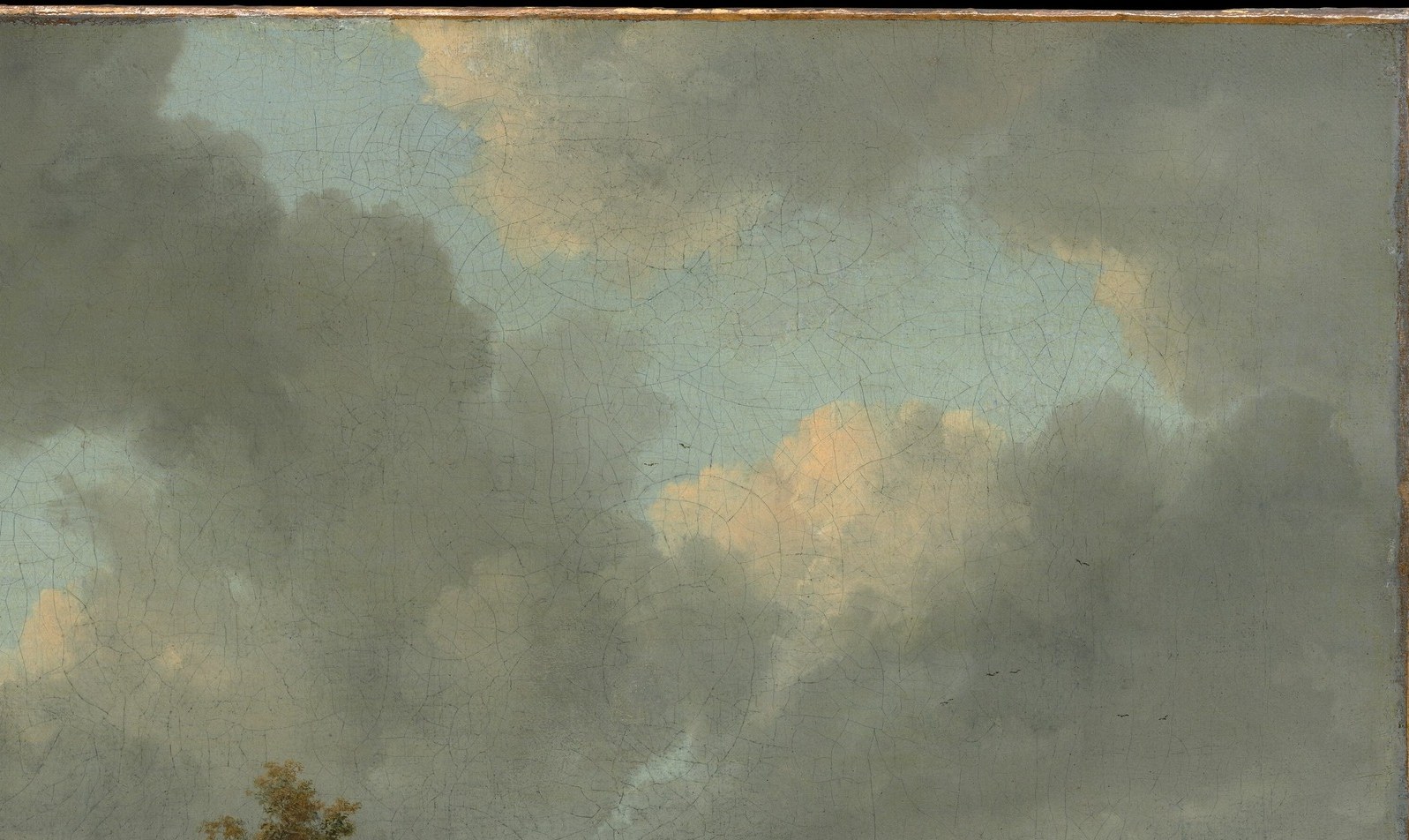The sky's true subject , massive luminous clouds with dark underbellies model the Dutch weather system and dwarf every earthly element below