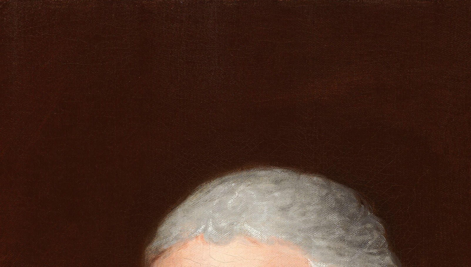 The carefully rendered curls and powder-whitened hair place the sitter firmly in late 18th-century diplomatic fashion, a social marker Stuart knew his clients expected