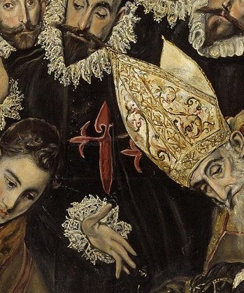 Two saints descend to help bury a nobleman.