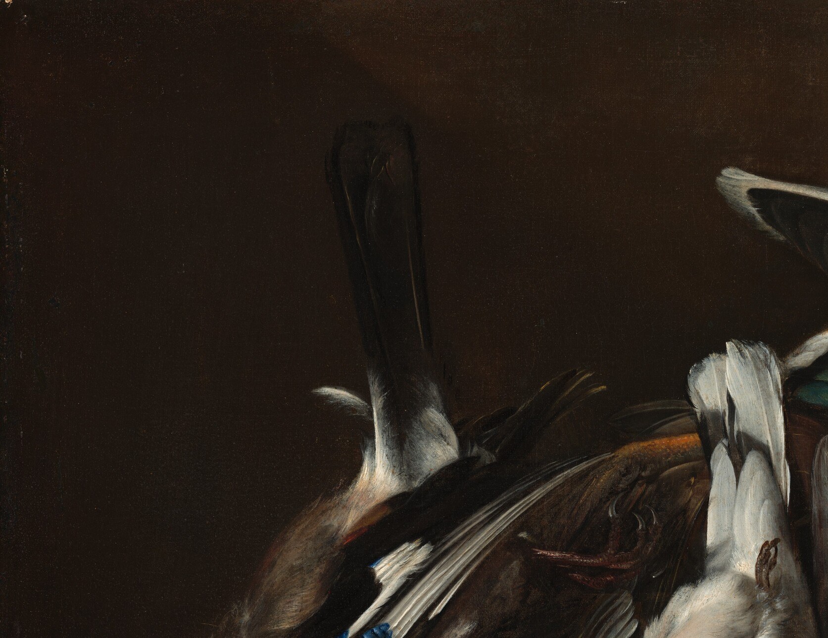 The painter used chiaroscuro, strong light and shadow, to sculpt these forms.