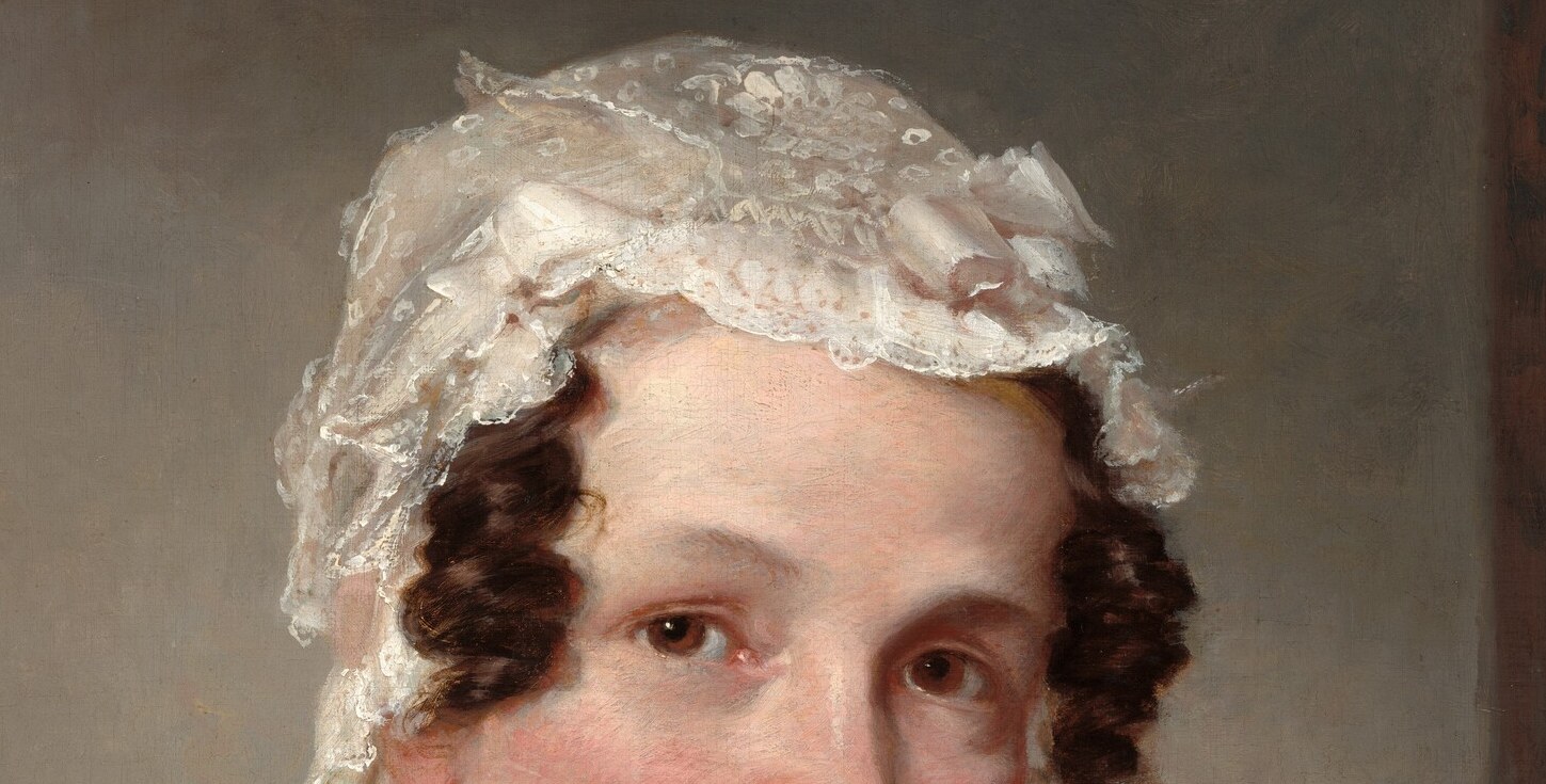 Her eyes are composed, as was proper for a woman of her standing.