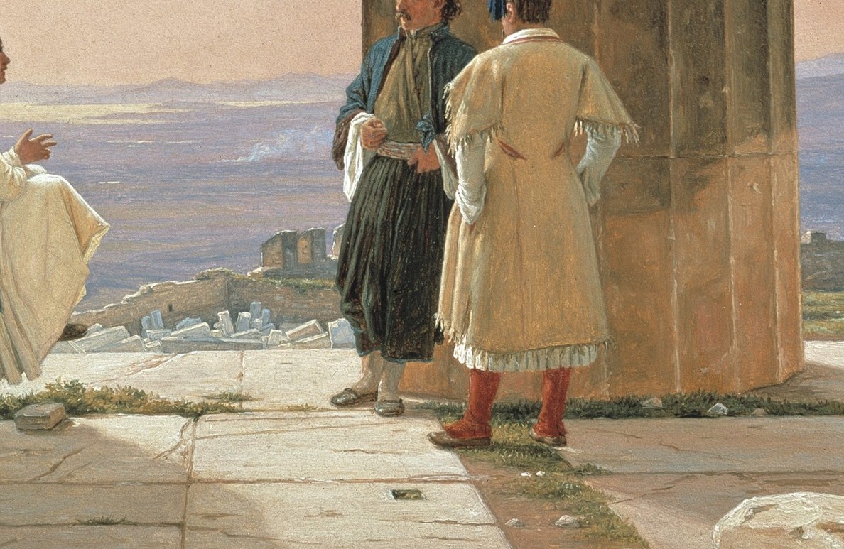 Three Greek men in the dress of the newly independent nation.