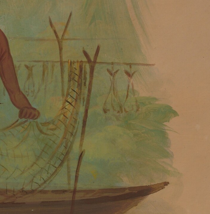 Notice how their tools, like this net, show their livelihood.
