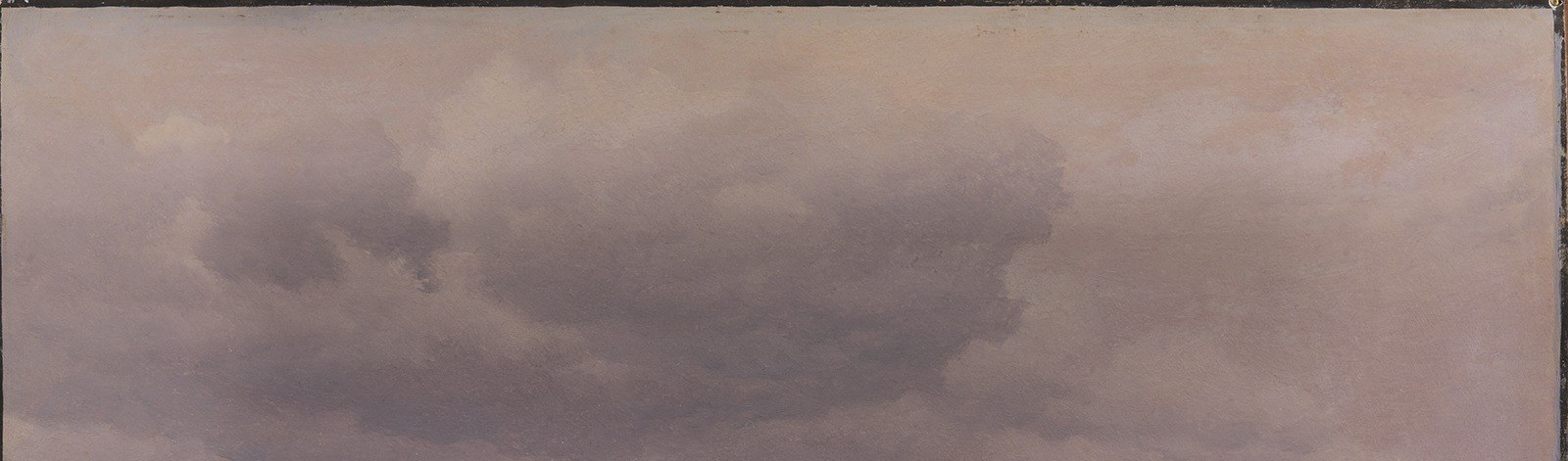 Occupies more than a third of the canvas; the turbulent sky is a Romantic device that gives emotional weight to an otherwise quiet rural scene