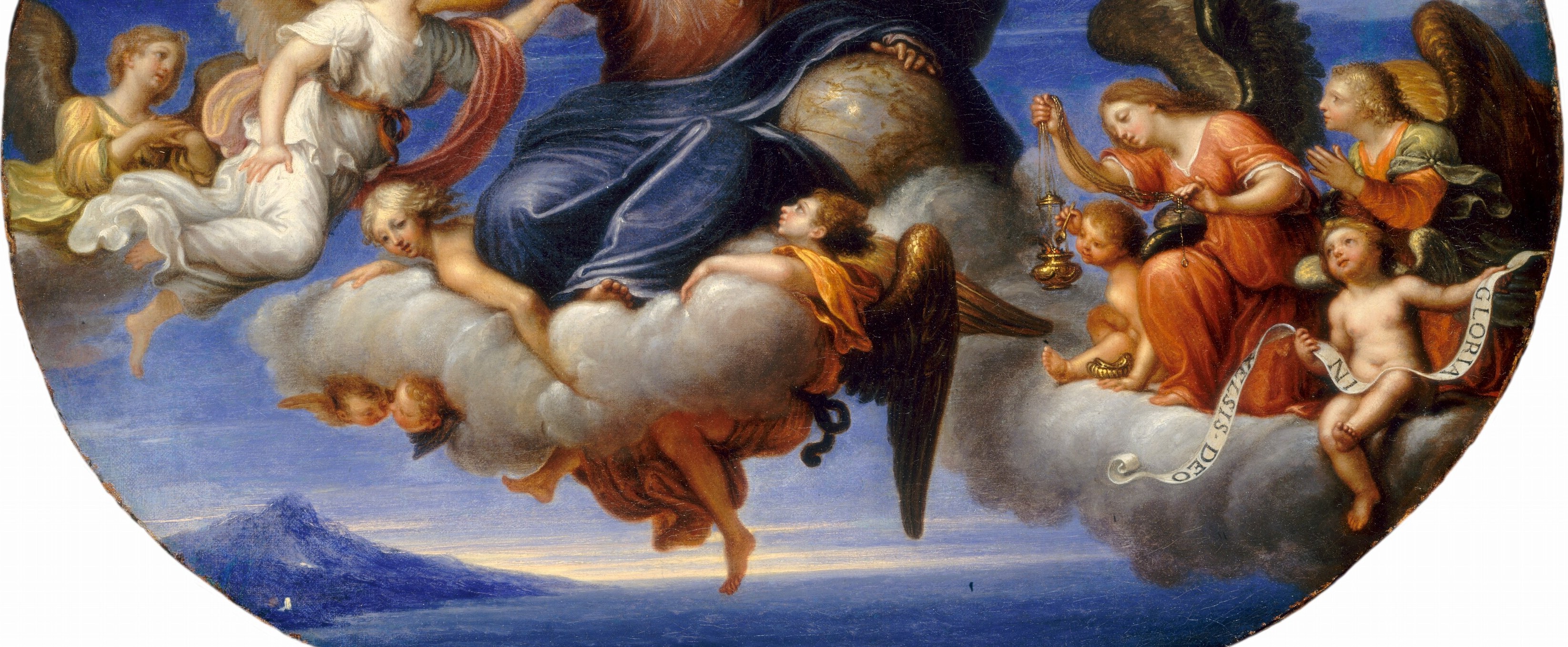 The clouds are the stage floor of heaven; their tonal modeling , bright crests, blue-grey shadows , is the painter's main device for convincing the viewer that these figures are genuinely suspended in air.