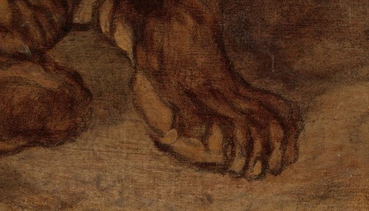 His paws seem heavy, resting deeply.