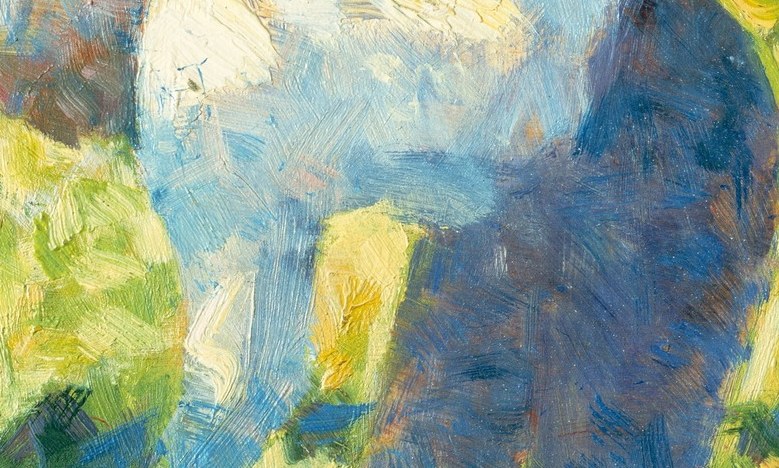 The loose brushstrokes and light colors of the shirt create a sense of movement and the texture of fabric in sunlight.