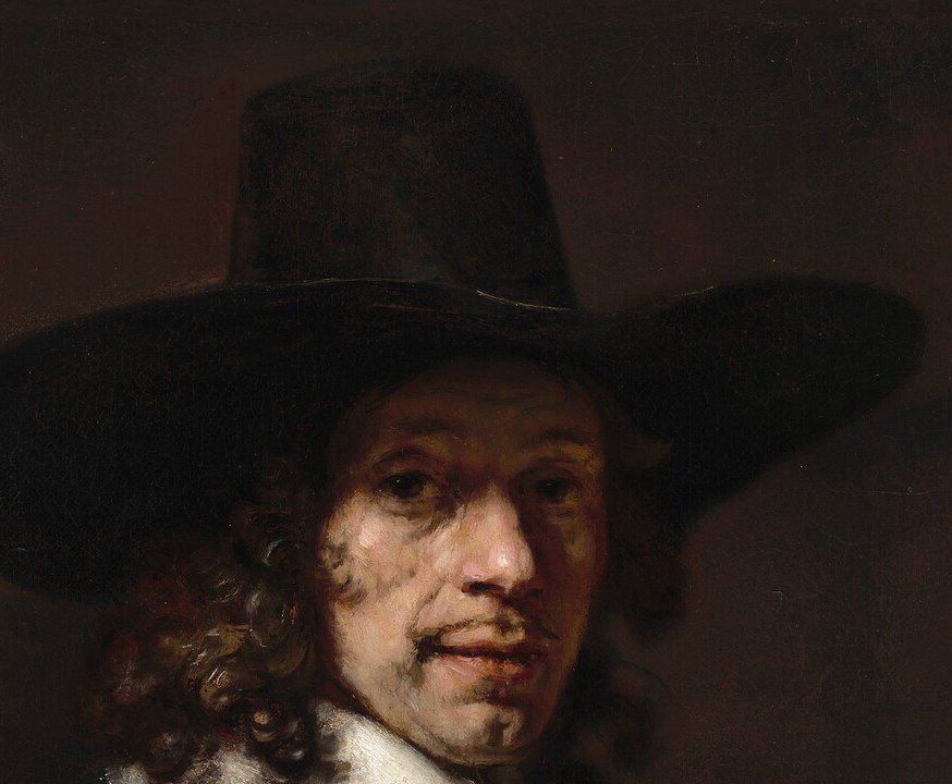 The sitter's steady, composed gaze meets the viewer directly , the psychological core of the portrait, characteristic of Rembrandt's late period intimacy