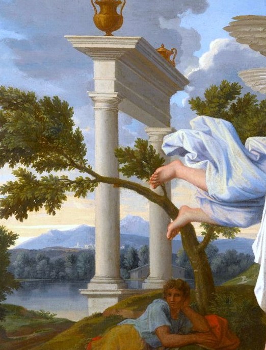 The broken column signifies a new beginning.