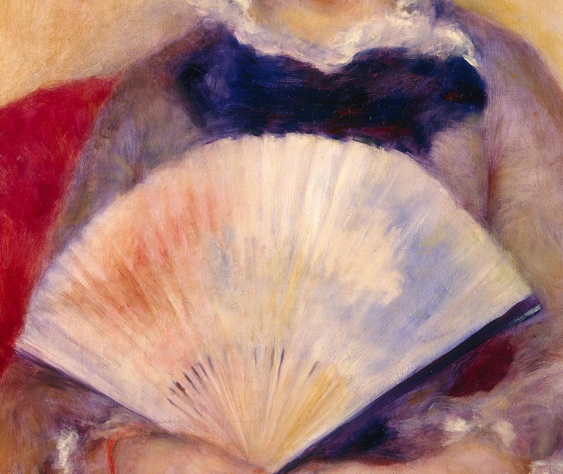 She holds the fan like a woman who has learned to own a room.