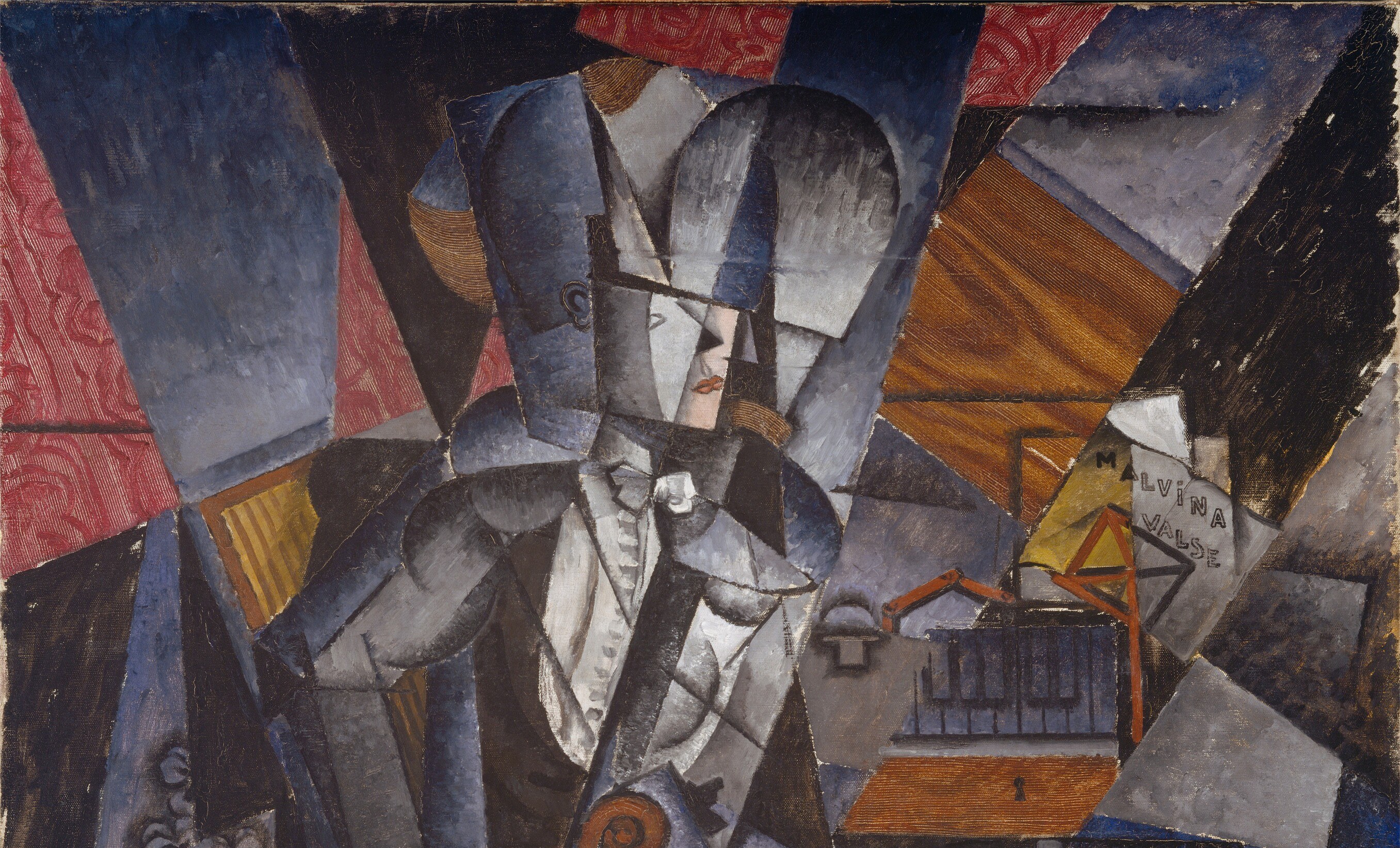 It stands out against the fragmented background, a visual trick.