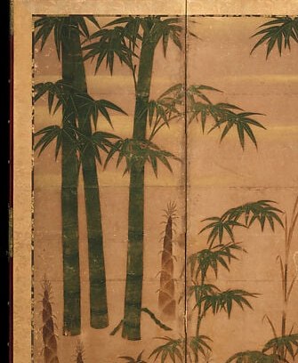 These imposing stalks suggest strength and resilience, their dark green color contrasting with the muted background.