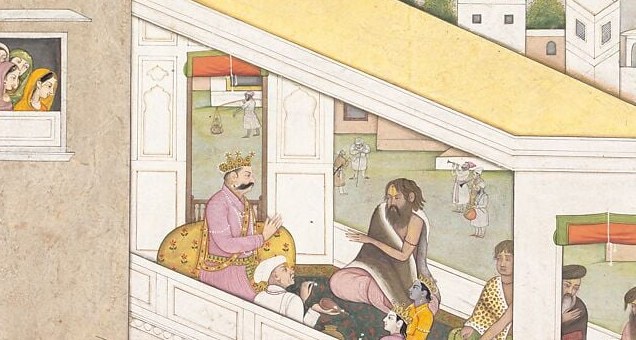 Two women attend him, quietly at his side.