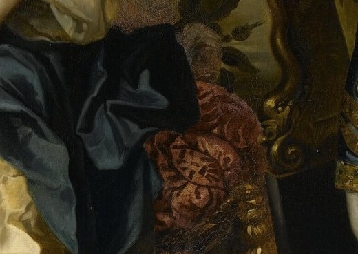Her delicate bouquet symbolizes youthful beauty and innocence.