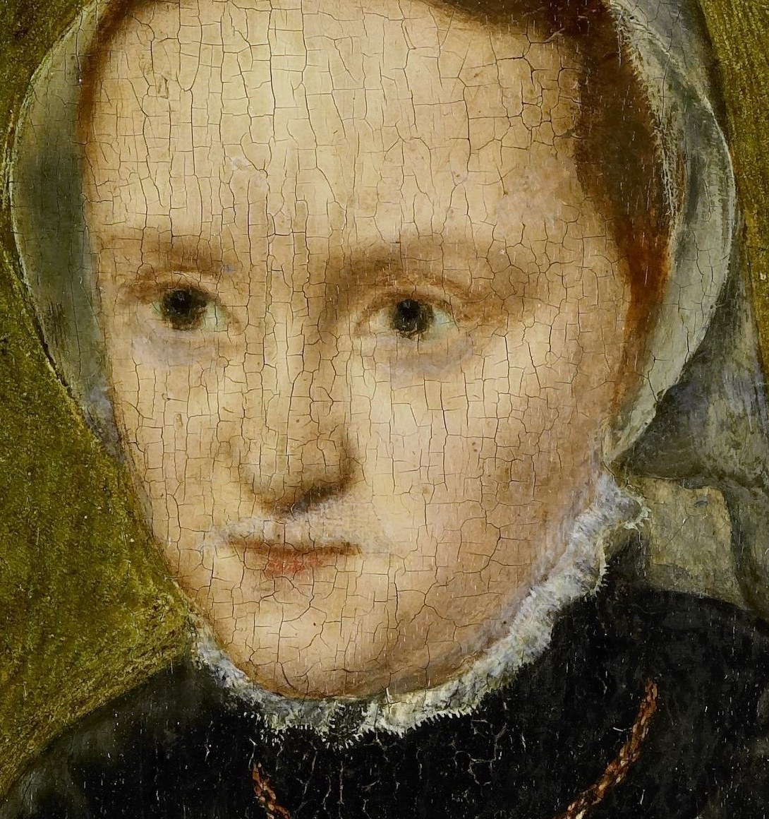 She painted her own face, looking straight out at you.