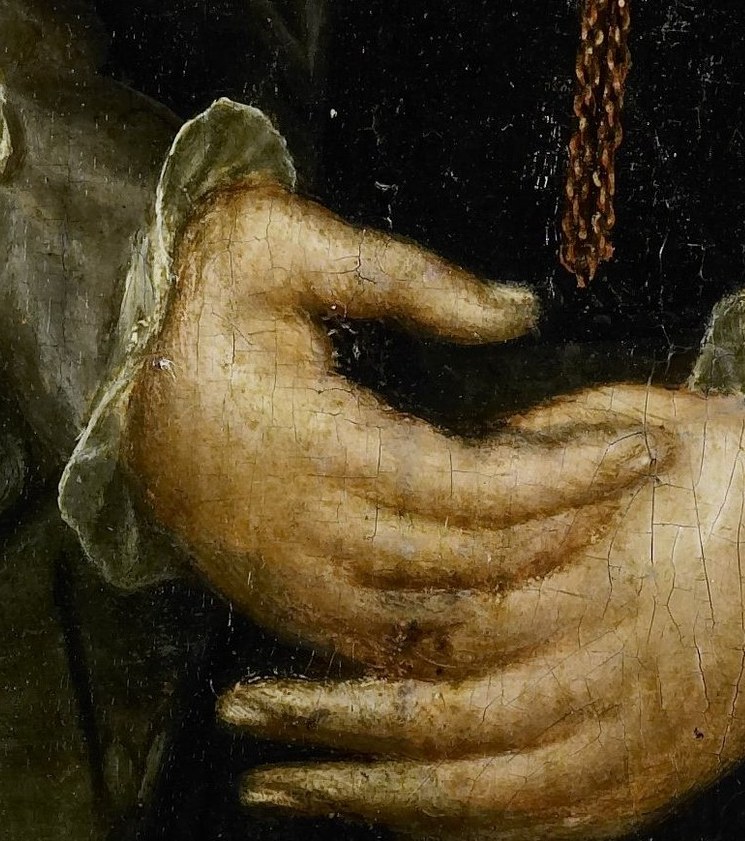 Hands folded. The pose of female virtue.
