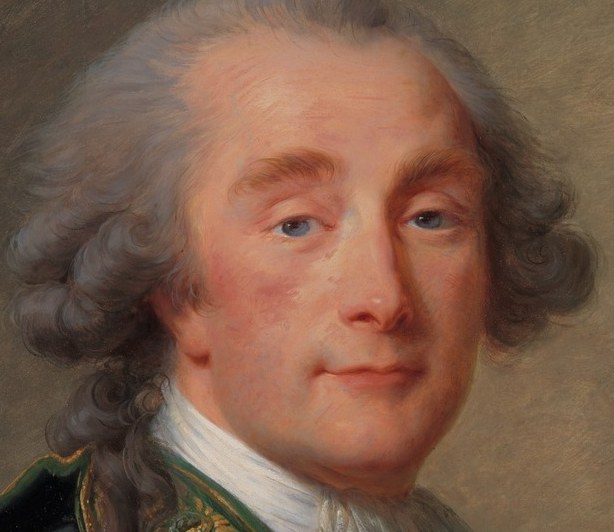His powdered wig was the height of fashion for the French elite.