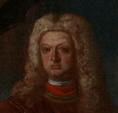 The sitter's face stares directly ahead.