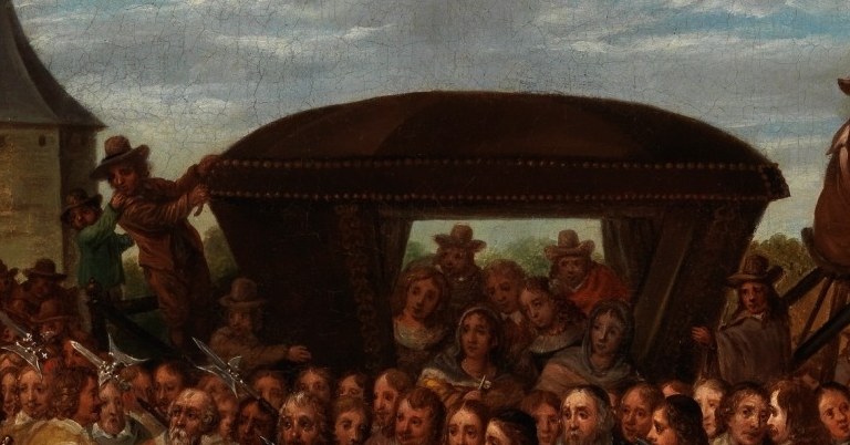 The ornate carriage suggests high status.