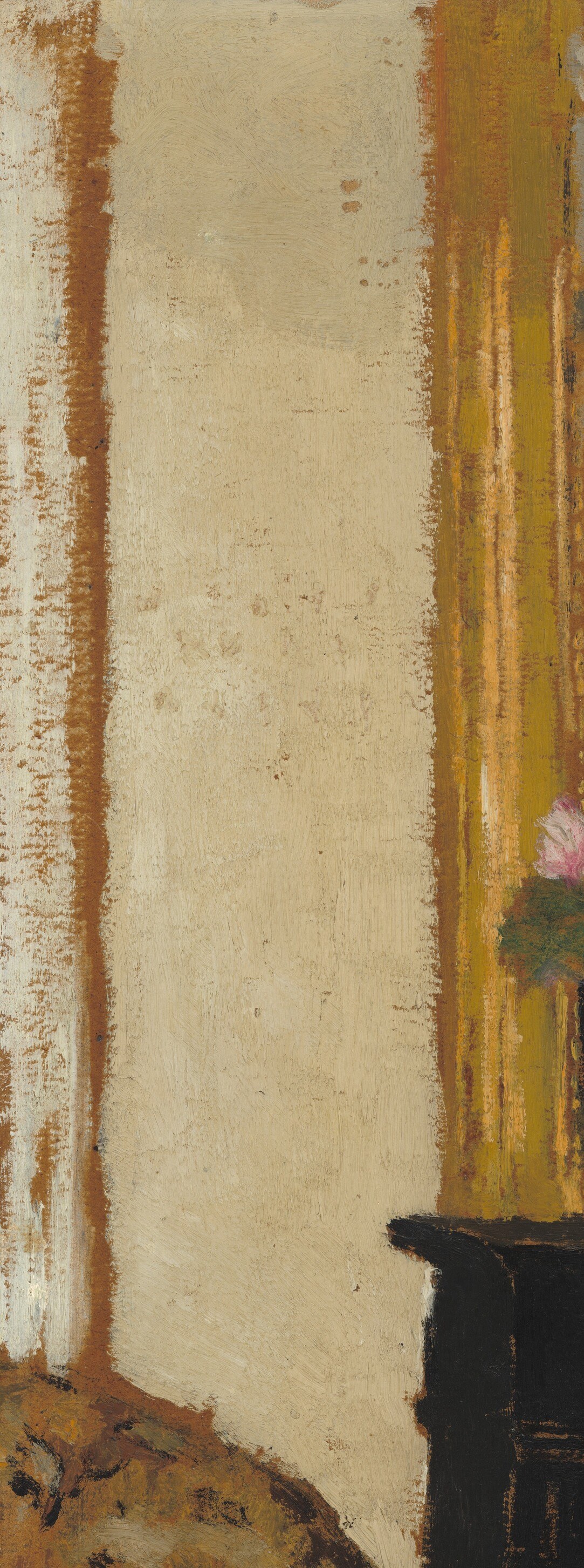 The painter applies paint in thin layers.