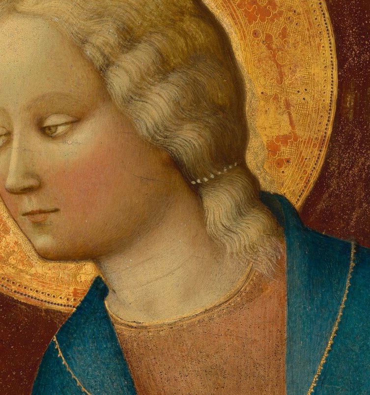Her face shows serene contemplation, not fear.