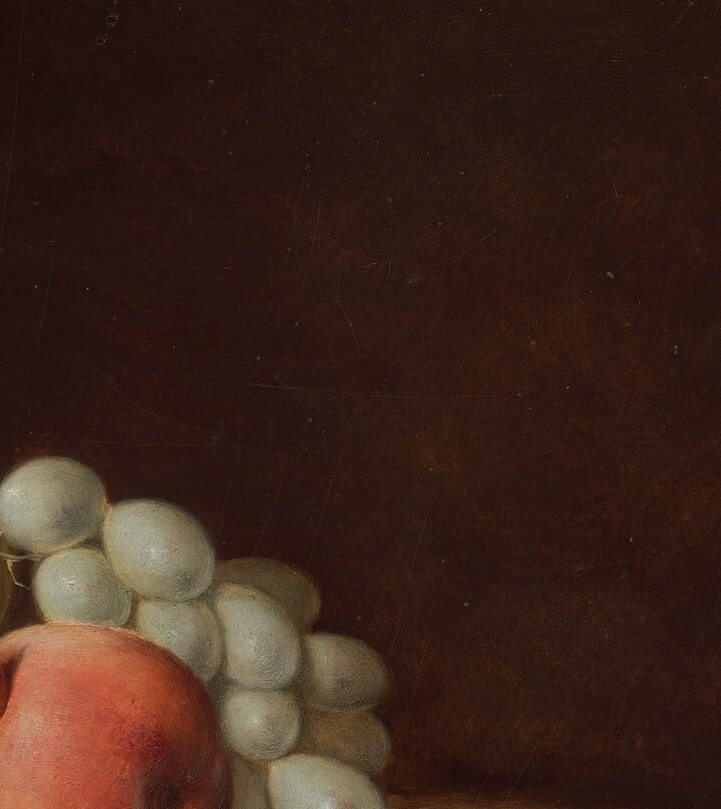 The grapes' translucency , light apparently passing through each sphere , is the painting's most technically demanding passage and the element that most rewards close inspection.