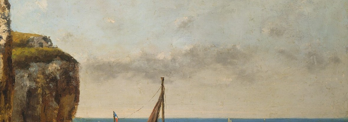 The pale luminous band of water and sky is the only restful passage , a tonal breath between the solid cliff and weighty boats