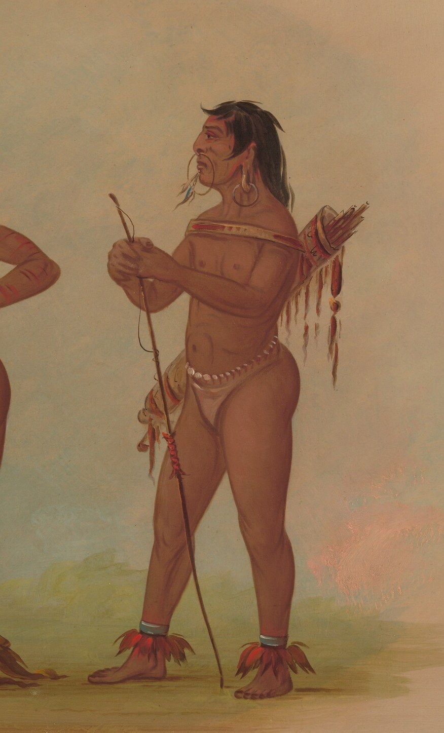 The man on the right holds a bow, ready for use.