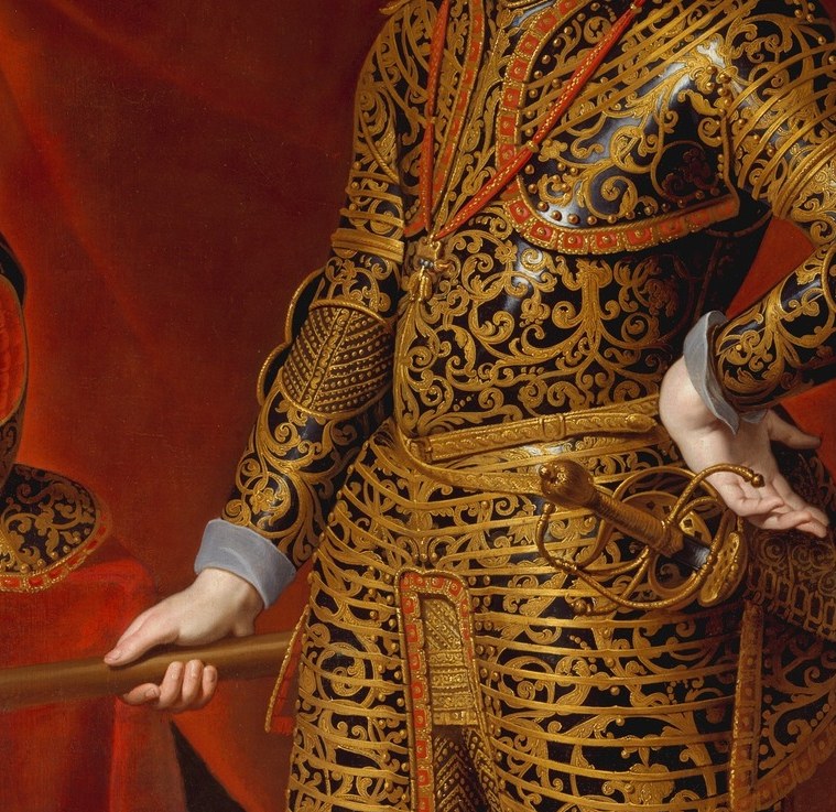This is parade armor, too ornate for battle.