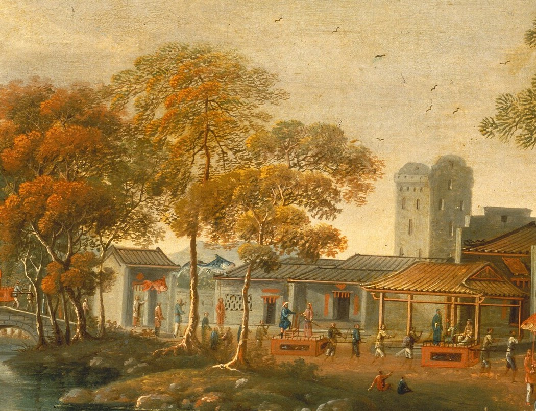 They head toward a building on the far shore.
