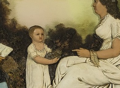 Mother's hand holds the child's. That bond is the heart of the picture.