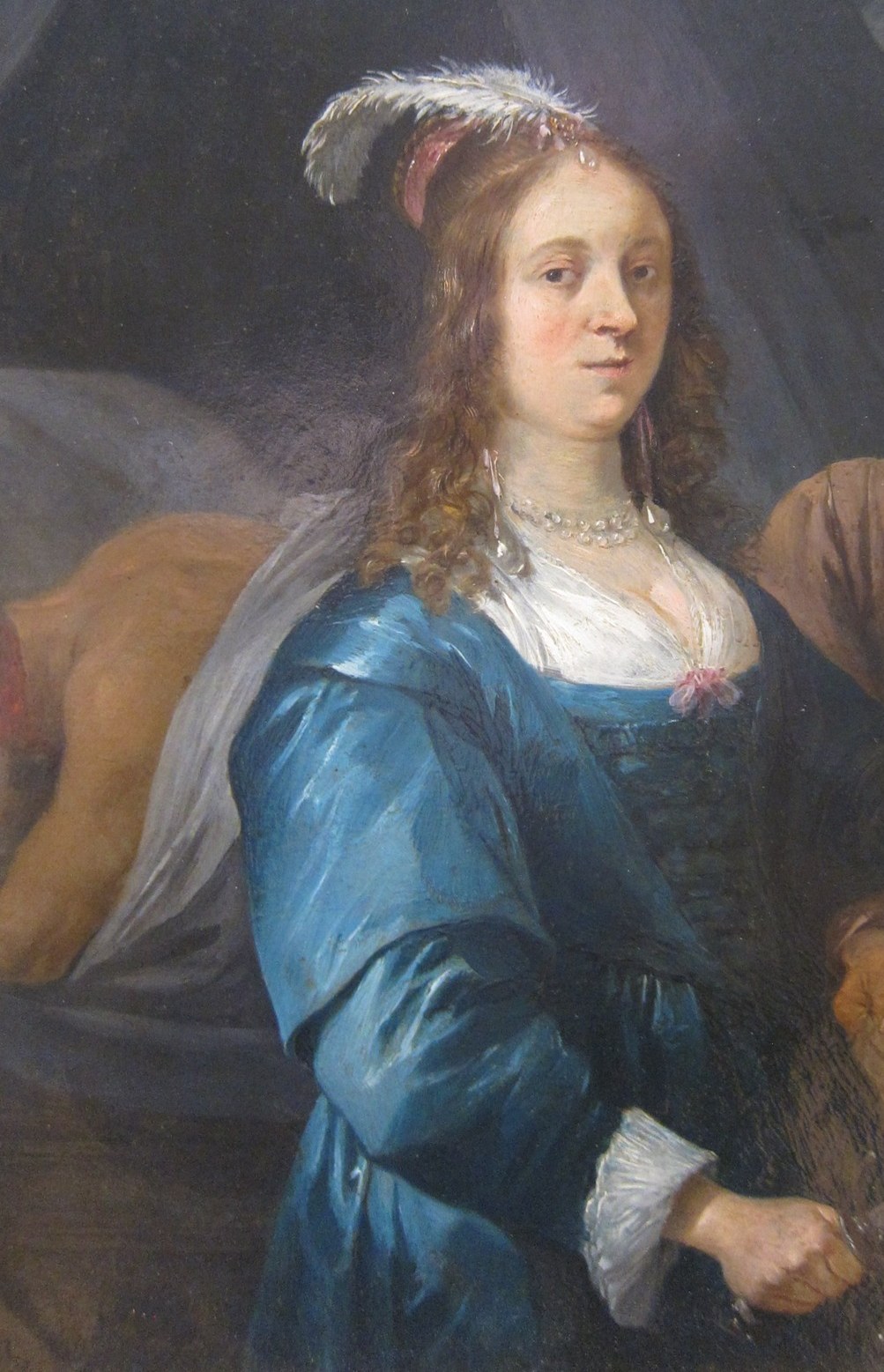 Copper support allowed smoother, more luminous paint than canvas; the drapery highlights demonstrate this medium's virtuosity in small-scale work.
