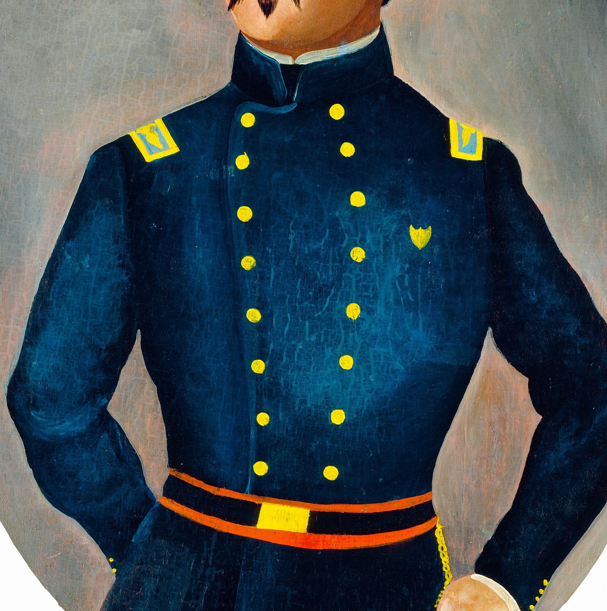 His meticulous uniform shows his rank and dedication.