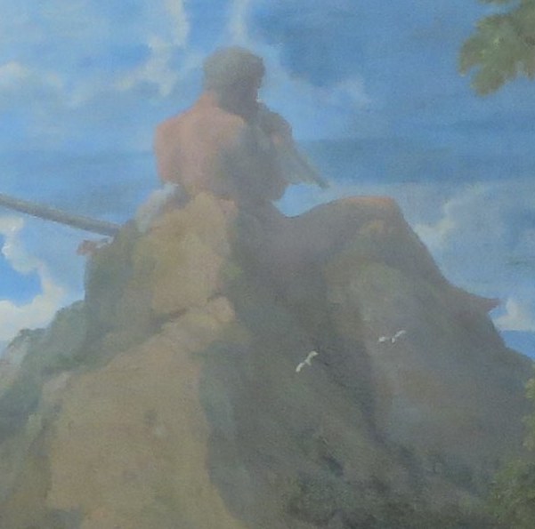 The Cyclops Polyphemus plays his pipes to woo the nymph Galatea.
