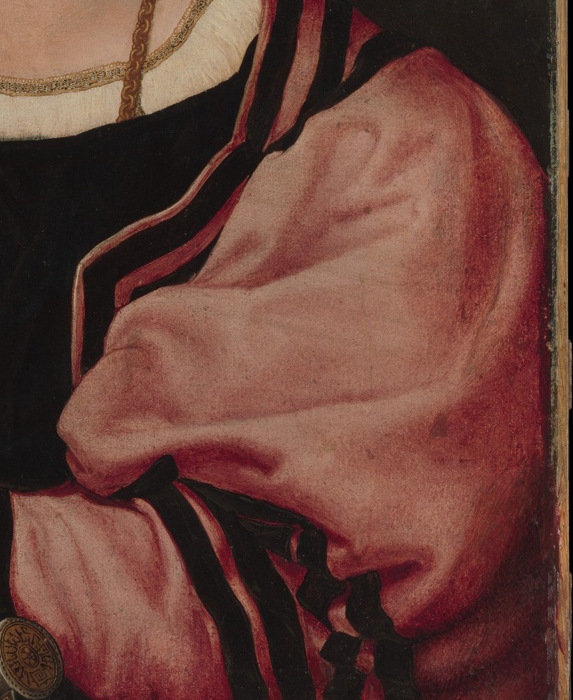 And his lavish, voluminous pink sleeve.