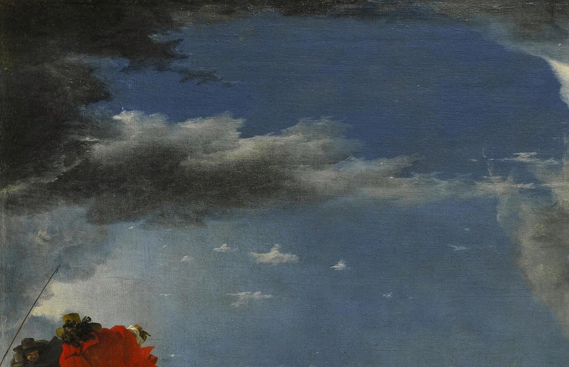 The painter used stark contrasts to convey the chaos.