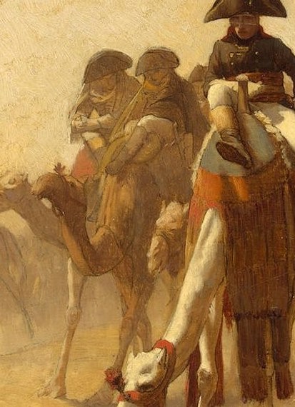 This painter shows him leading the exhausted French army.