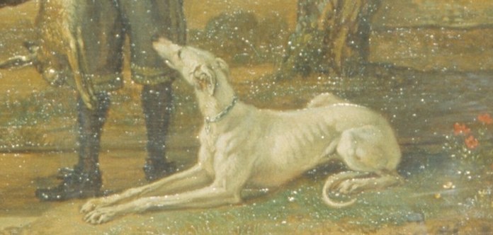 Look at the careful texture of the hounds' fur.