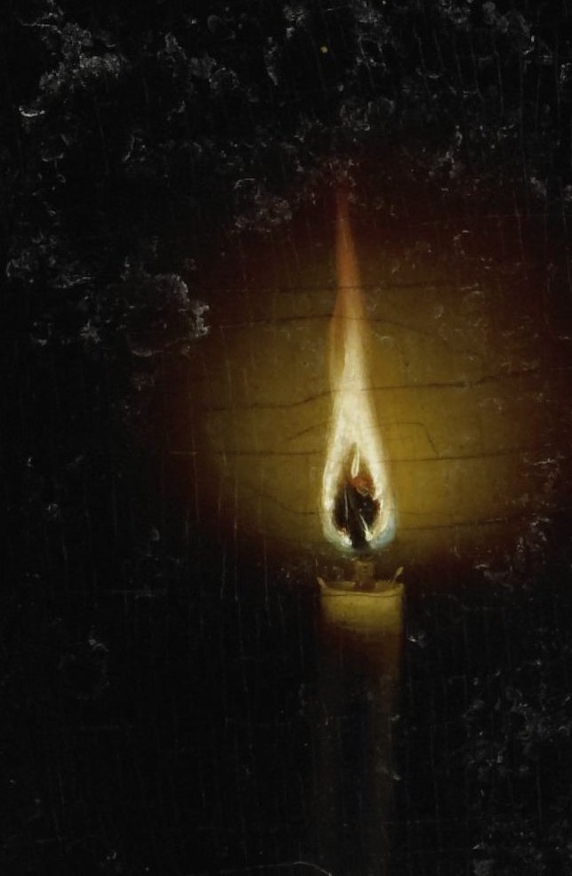 The flame offers focused light.