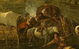 A merchant convoy is under attack, its goods vulnerable.