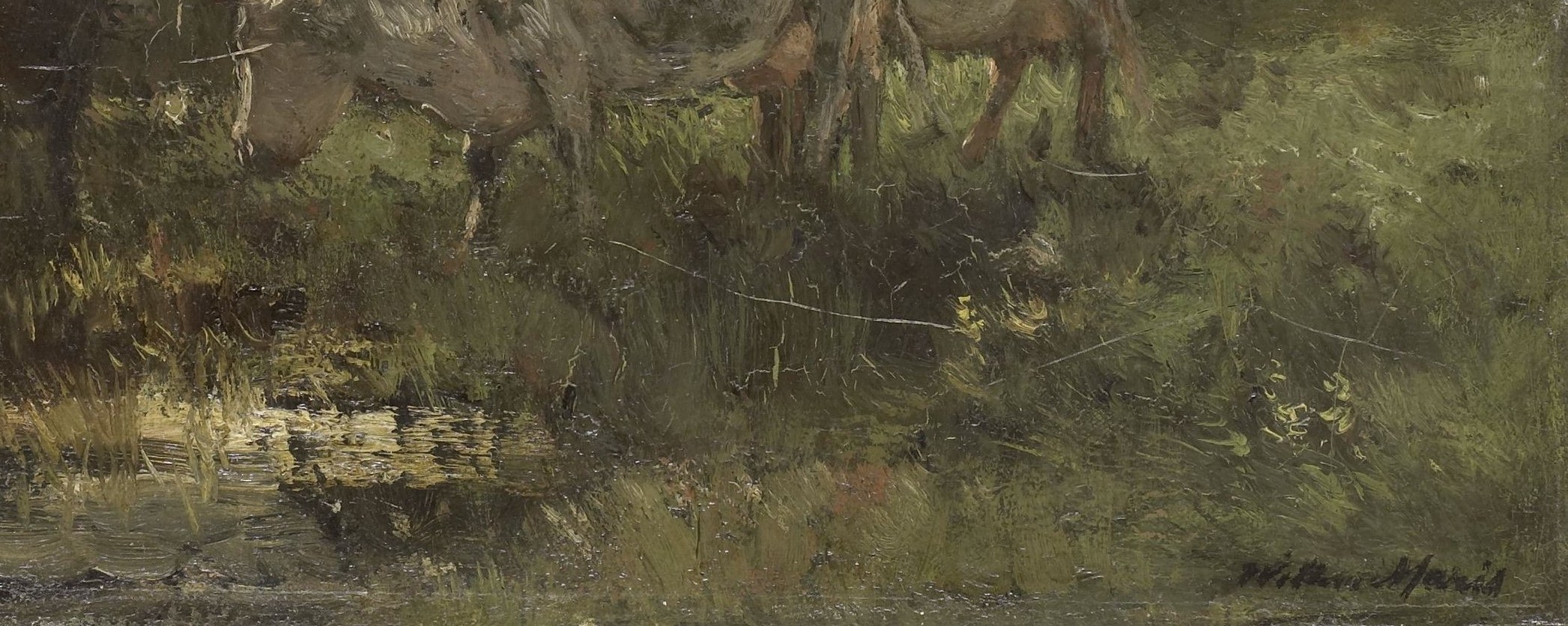 Look at the texture of the grass, painted with thick impasto.