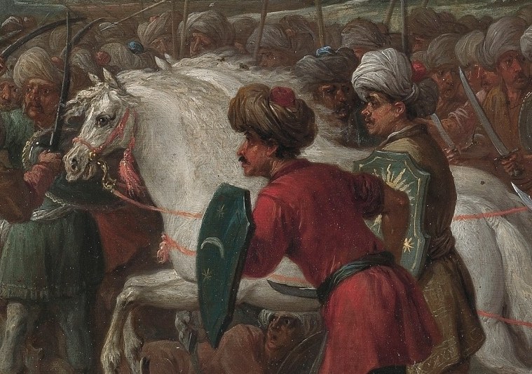 Its powerful movement and white color make it a focal point amidst the melee.